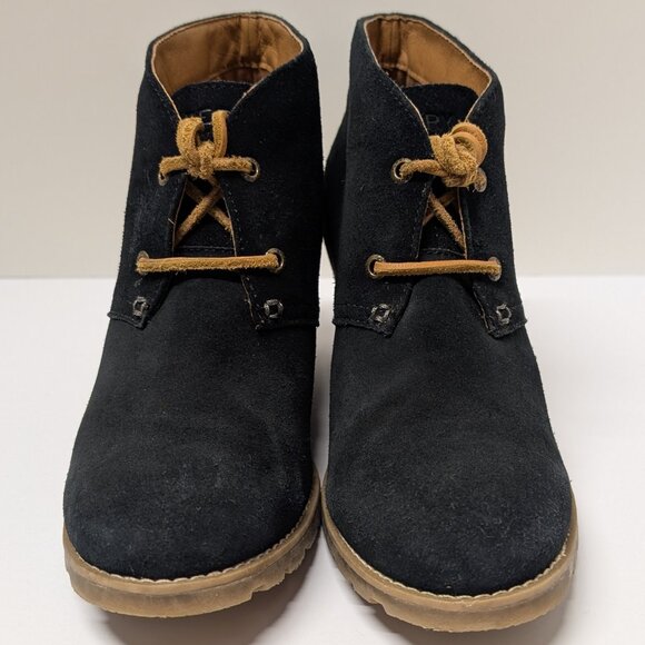 Sperry Top-Sider Stella Prow Suede Ankle Booties in Black & Tan - Size 8M - Picture 3 of 16